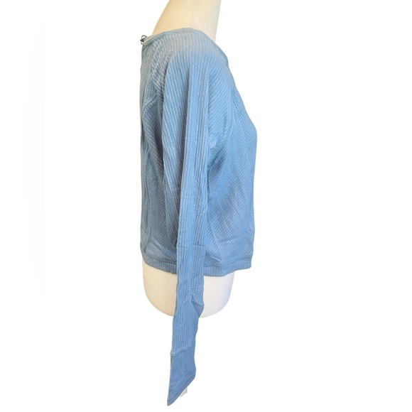 Area Stars NWT Ribbed Boyfriend Top V Neck Button Down Long Sleeve Blue XL - Picture 3 of 9